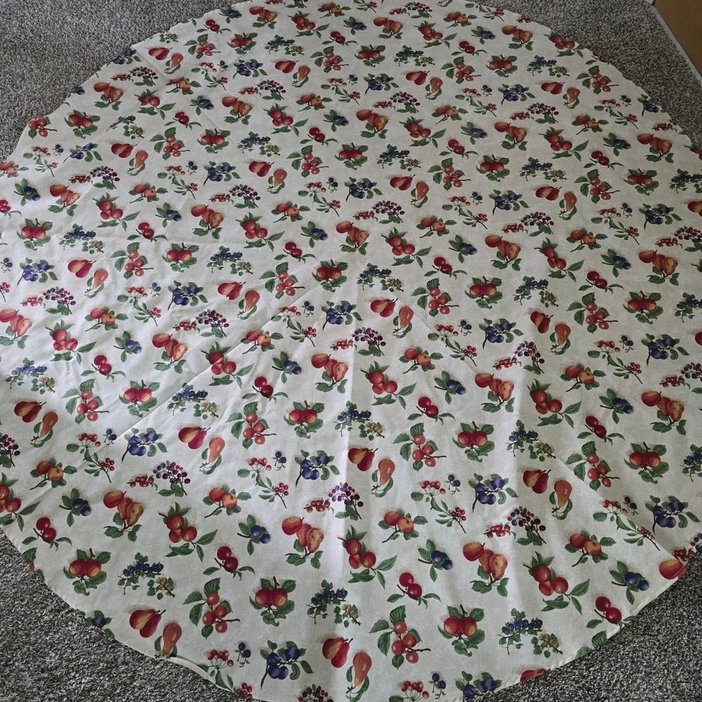 Longaberger Fruit Medley Round Tablecloth 70" Farmhouse Cottagecore Traditional